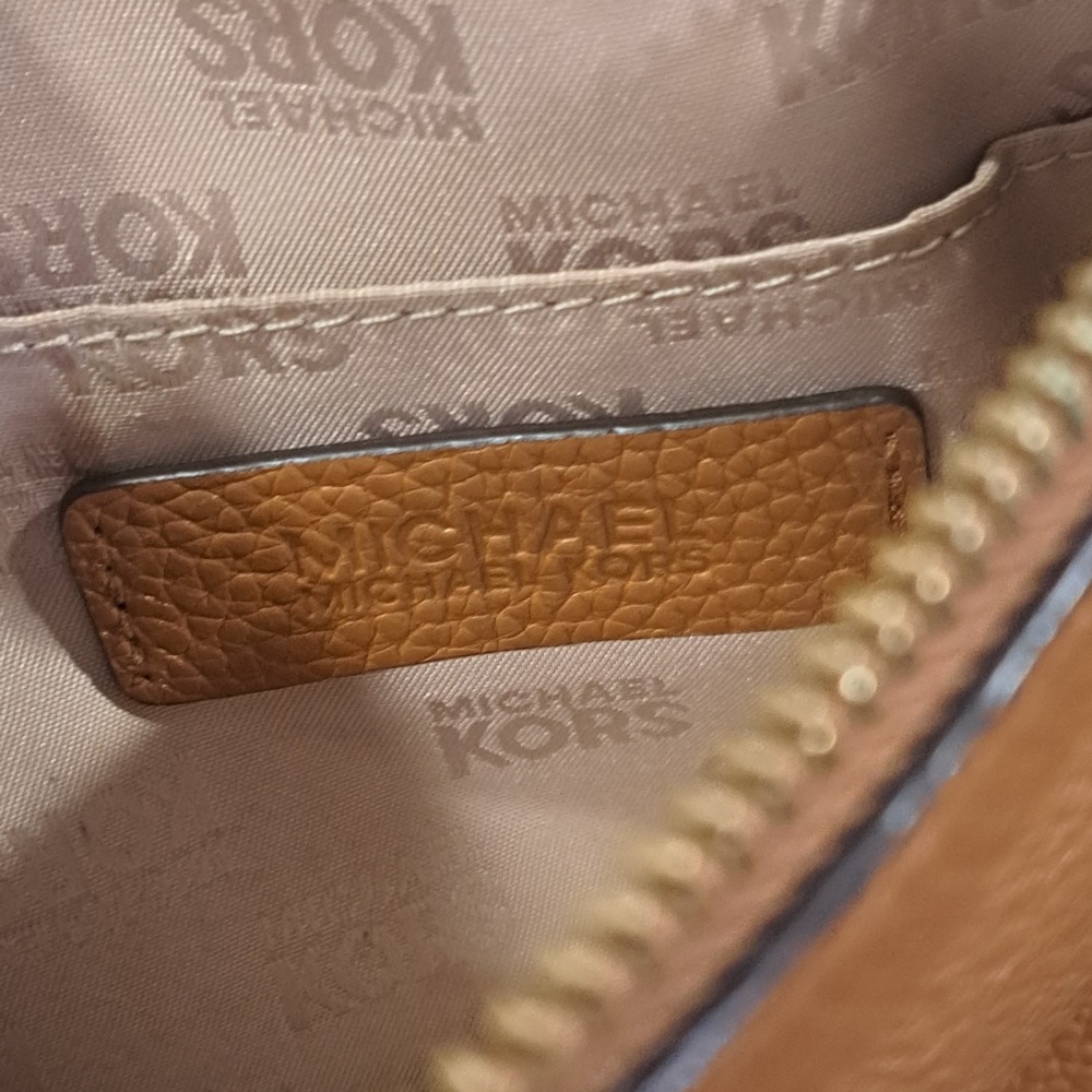 Michael Kors Jet Set Signature MK Large Double Zip Crossbody Brown Tan Leather - Picture 6 of 13